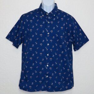 Van Heusen* Men's Short Sleeve Button Down Curved Hem Slim Hawaiian Shirt~ Large